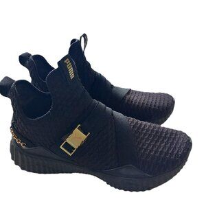 Puma Defy Mid Top Training Shoes Black & Gold Women's Size 8.5